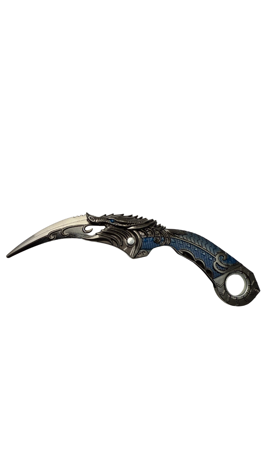 Frost Dragon Silver & Blue Karambit Fixed Blade Knife | Hellzone