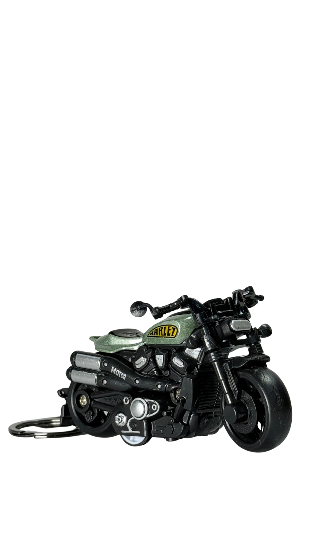 Cafe Racer Motorcycle Olive Green Tank Detailed Engine Replica Keychain | Hellzone