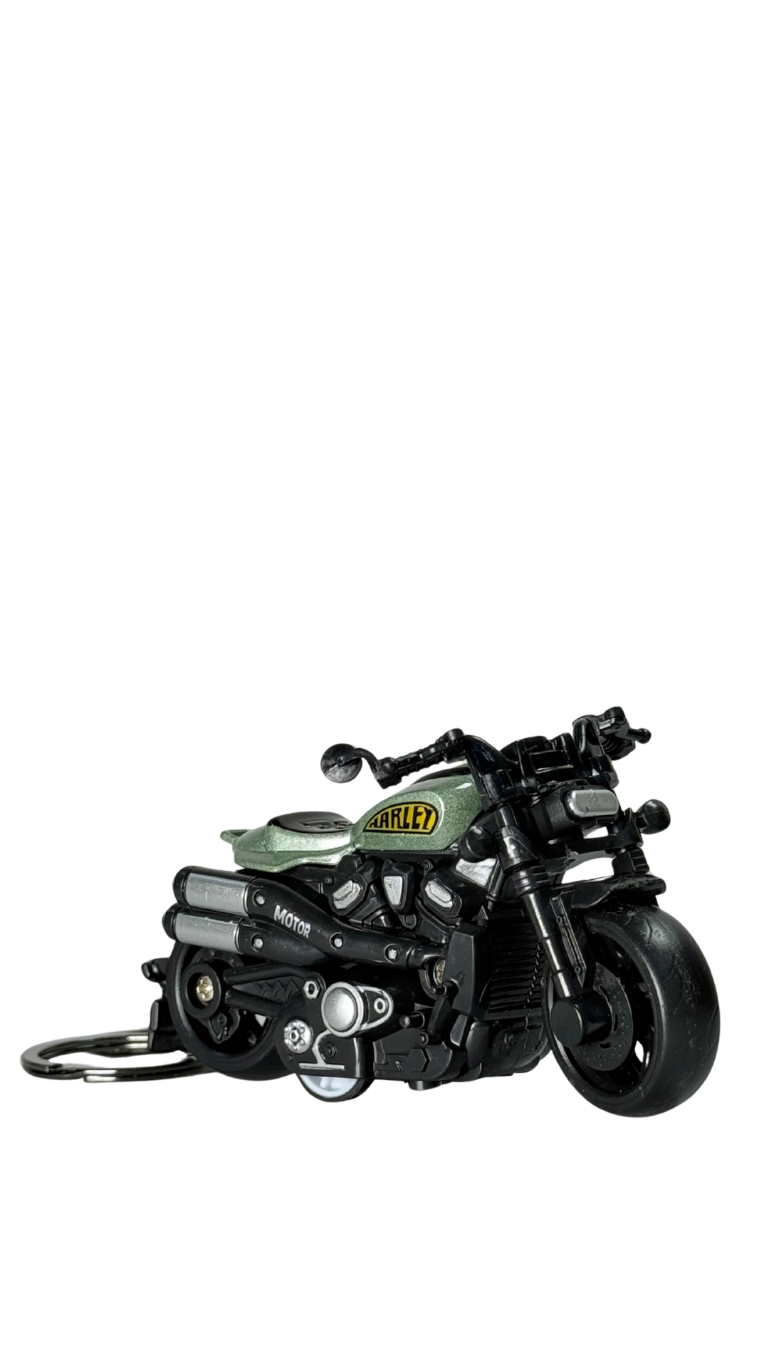 Cafe Racer Motorcycle Olive Green Tank Detailed Engine Replica Keychain | Hellzone