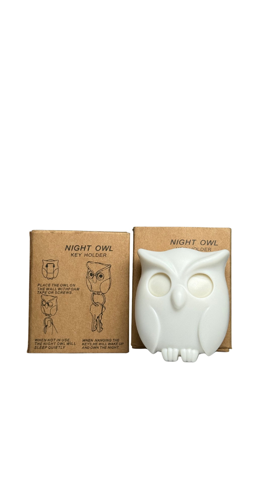 White Owl with Bright Yellow Eyes Key Holder| Hellzone
