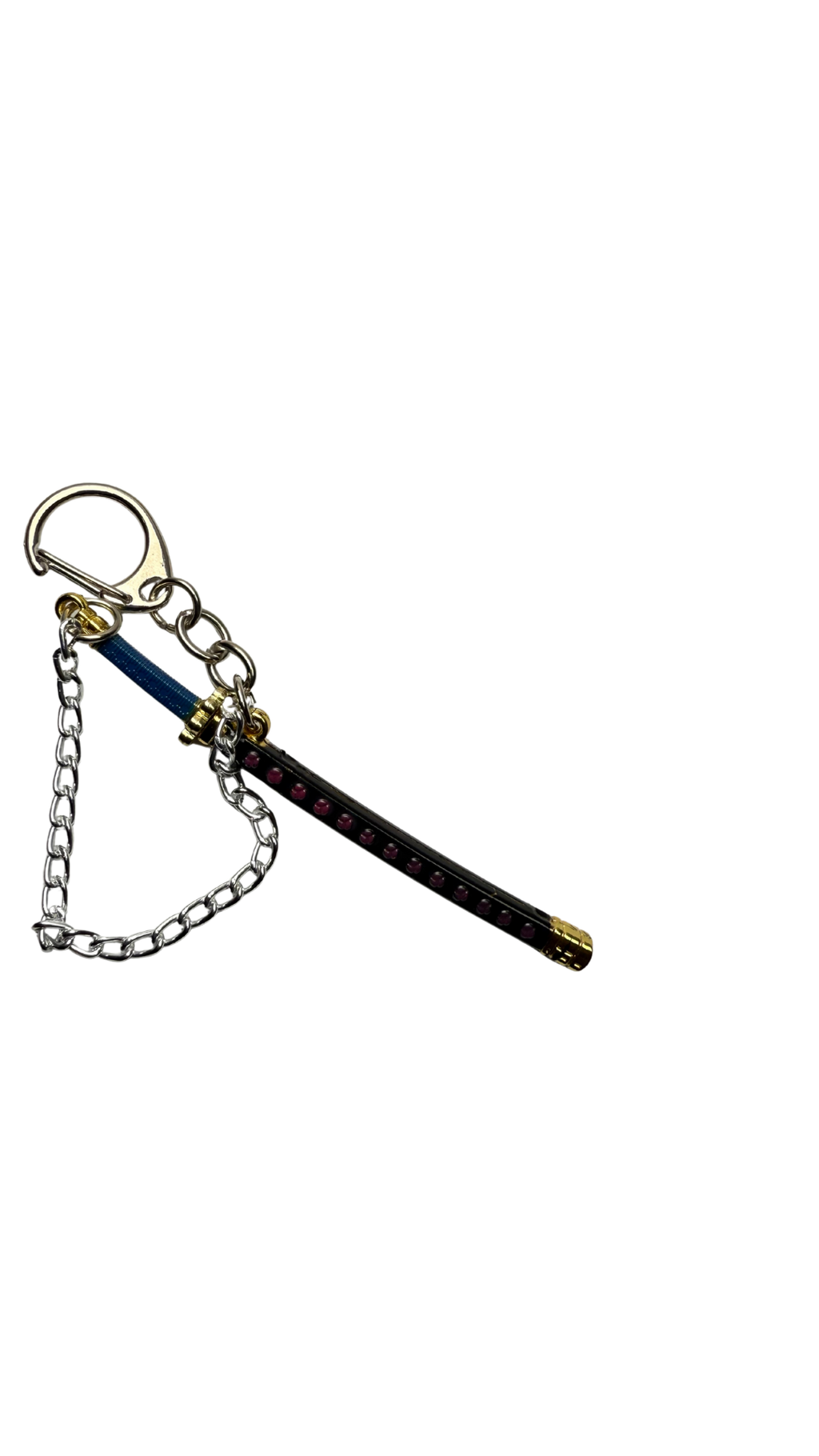 Anime Katana Sword Black Scabbard Blue Hilt with Metal Chain | Hellzone