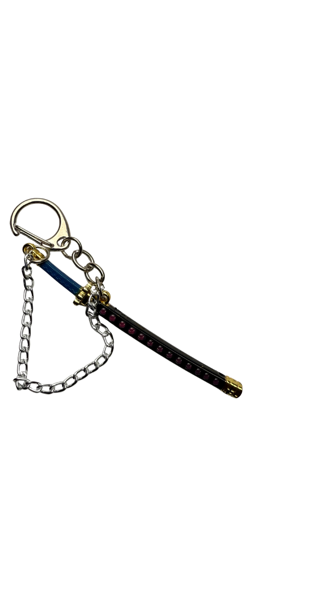Anime Katana Sword Black Scabbard Blue Hilt with Metal Chain | Hellzone