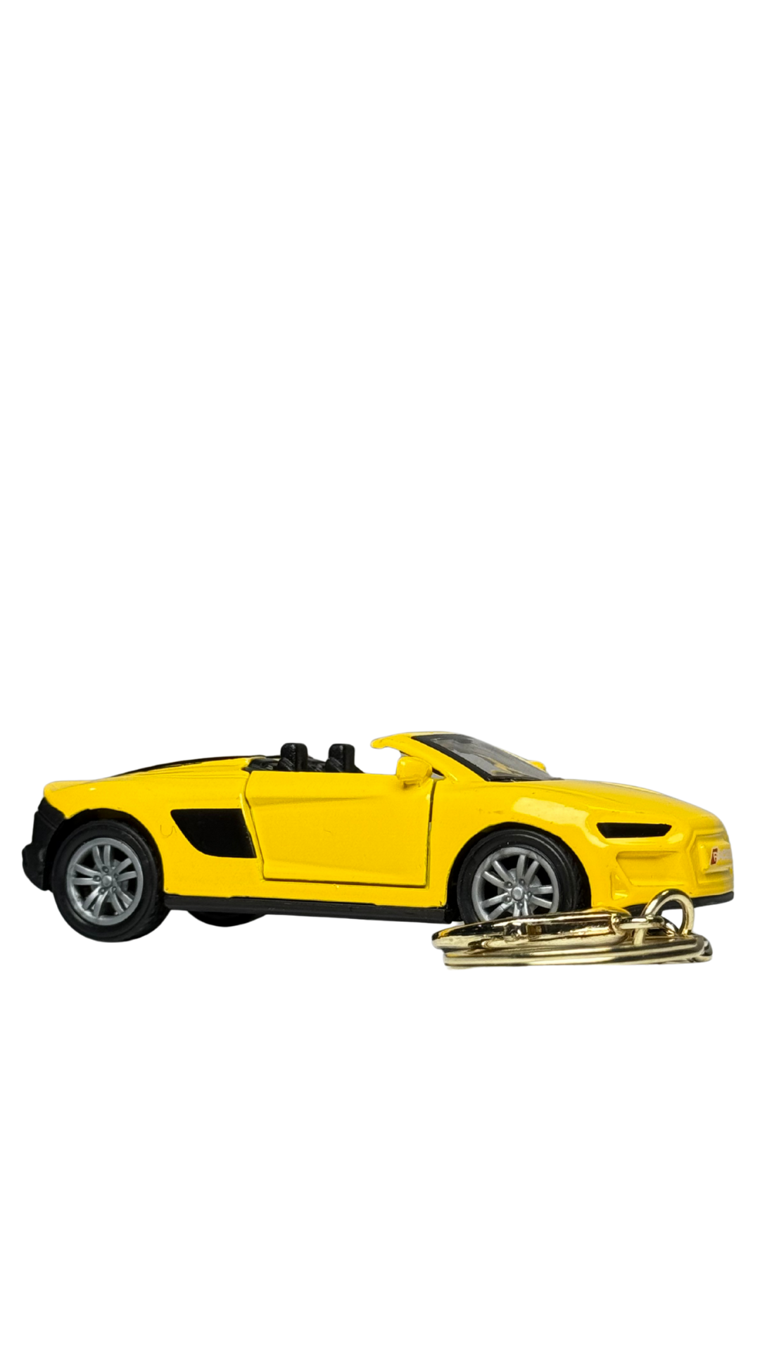 Sports Car Glossy Yellow Finish with Functional Opening Doors & Gold Ring Keychain | Hellzone