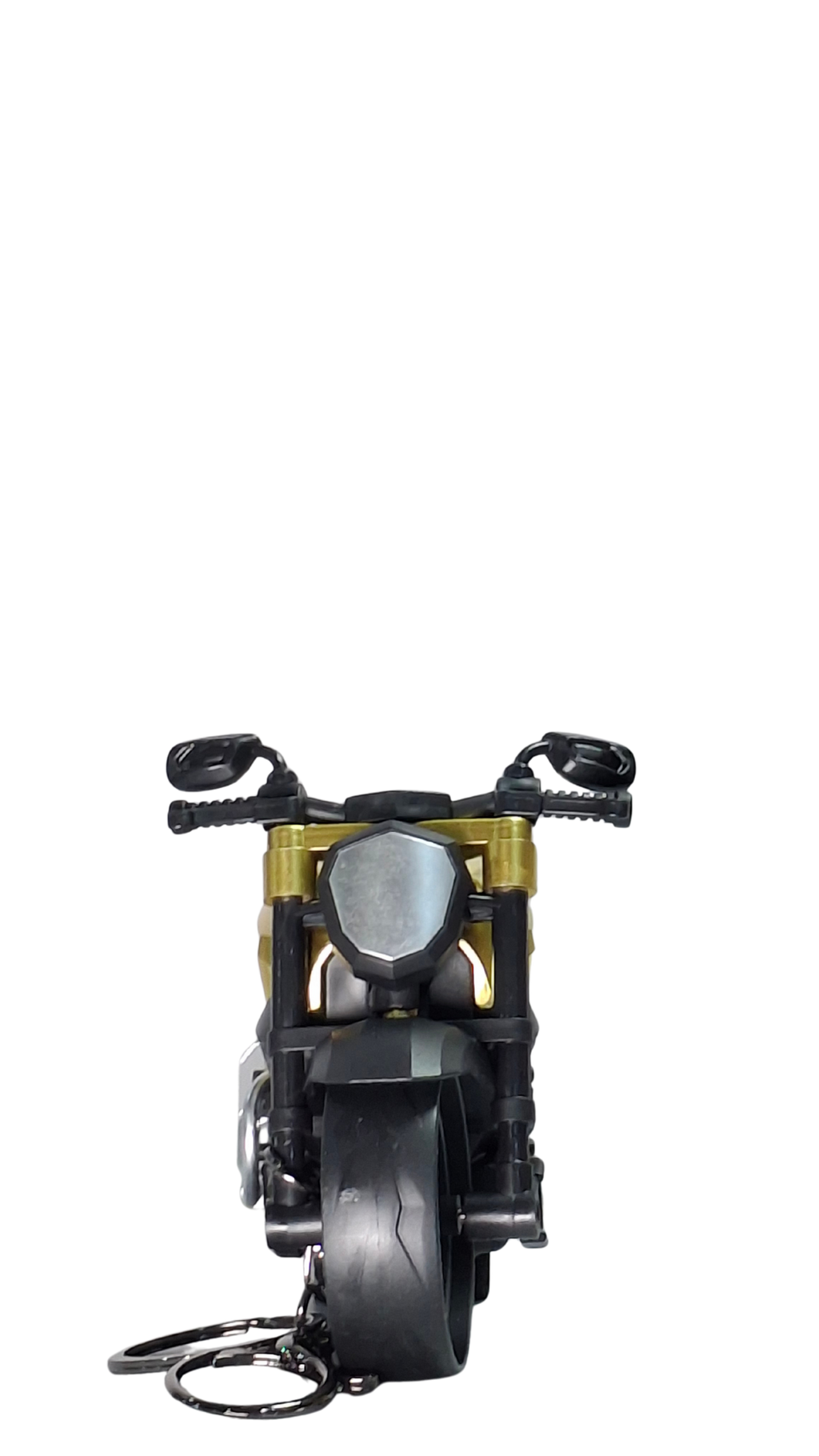 Cruiser Sport Motorcycle Black & Gold Front View Detailed Replica Keychain | Hellzone