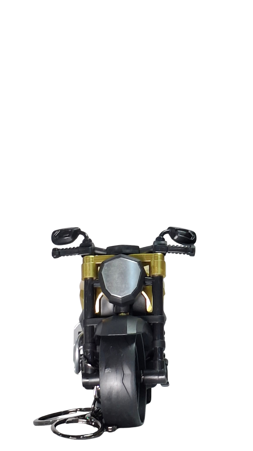 Cruiser Sport Motorcycle Black & Gold Front View Detailed Replica Keychain | Hellzone