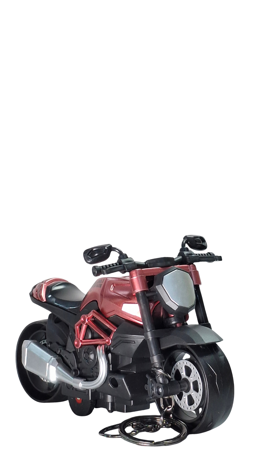 Muscle Naked Motorcycle Dark Red Finish Front View Replica Keychain | Hellzone
