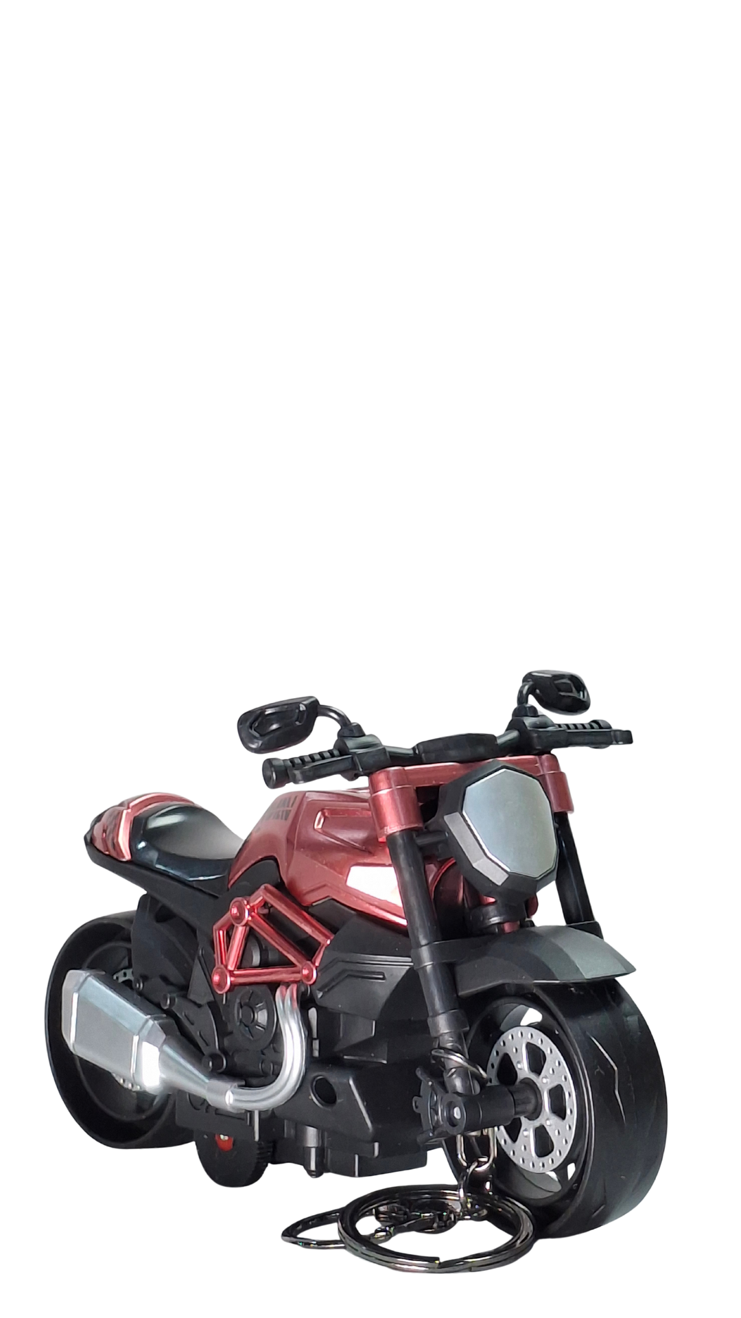 Muscle Naked Motorcycle Dark Red Finish Front View Replica Keychain | Hellzone