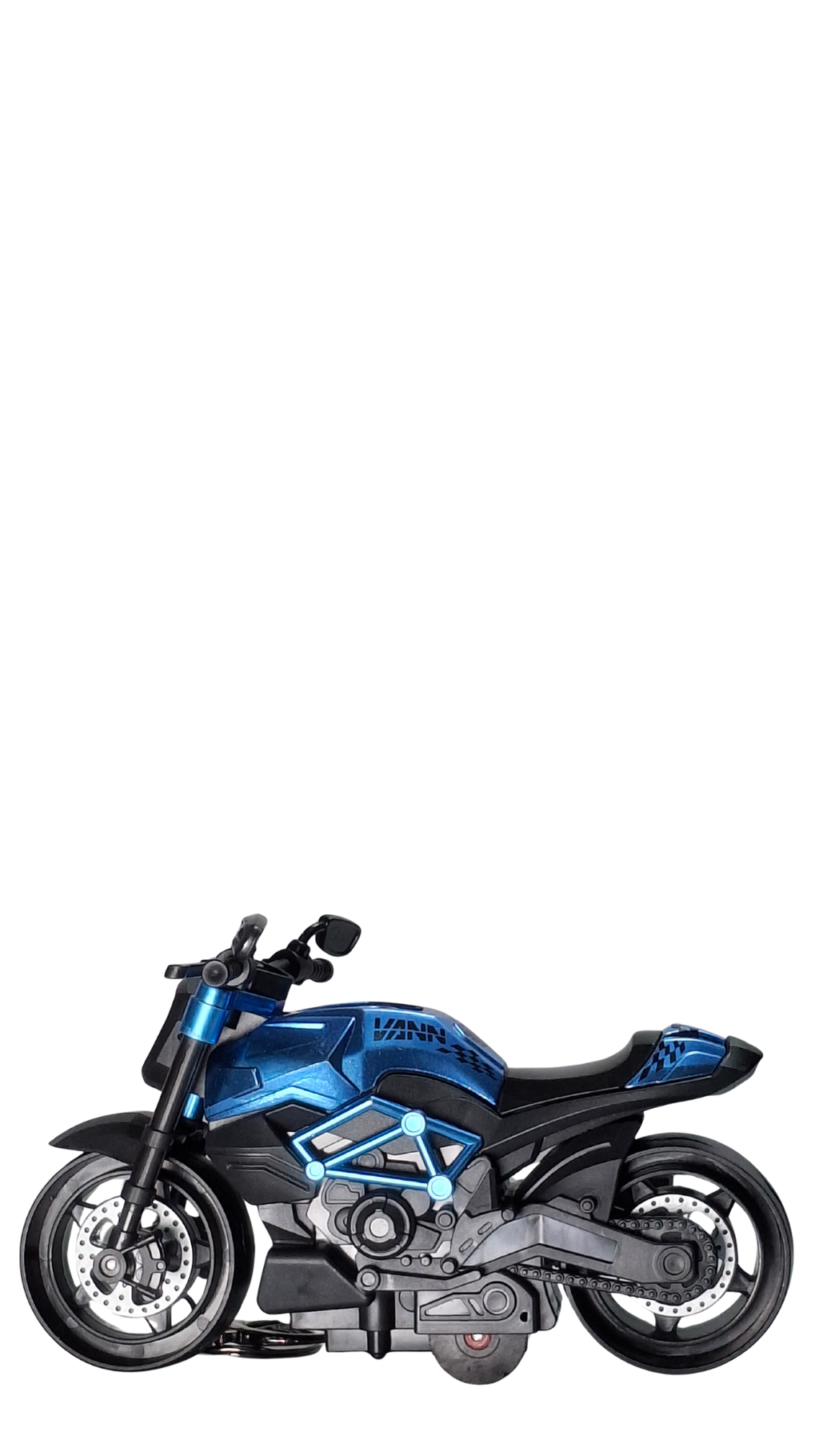 Sport Street Motorcycle Blue Metallic Finish Front View Replica Keychain | Hellzone