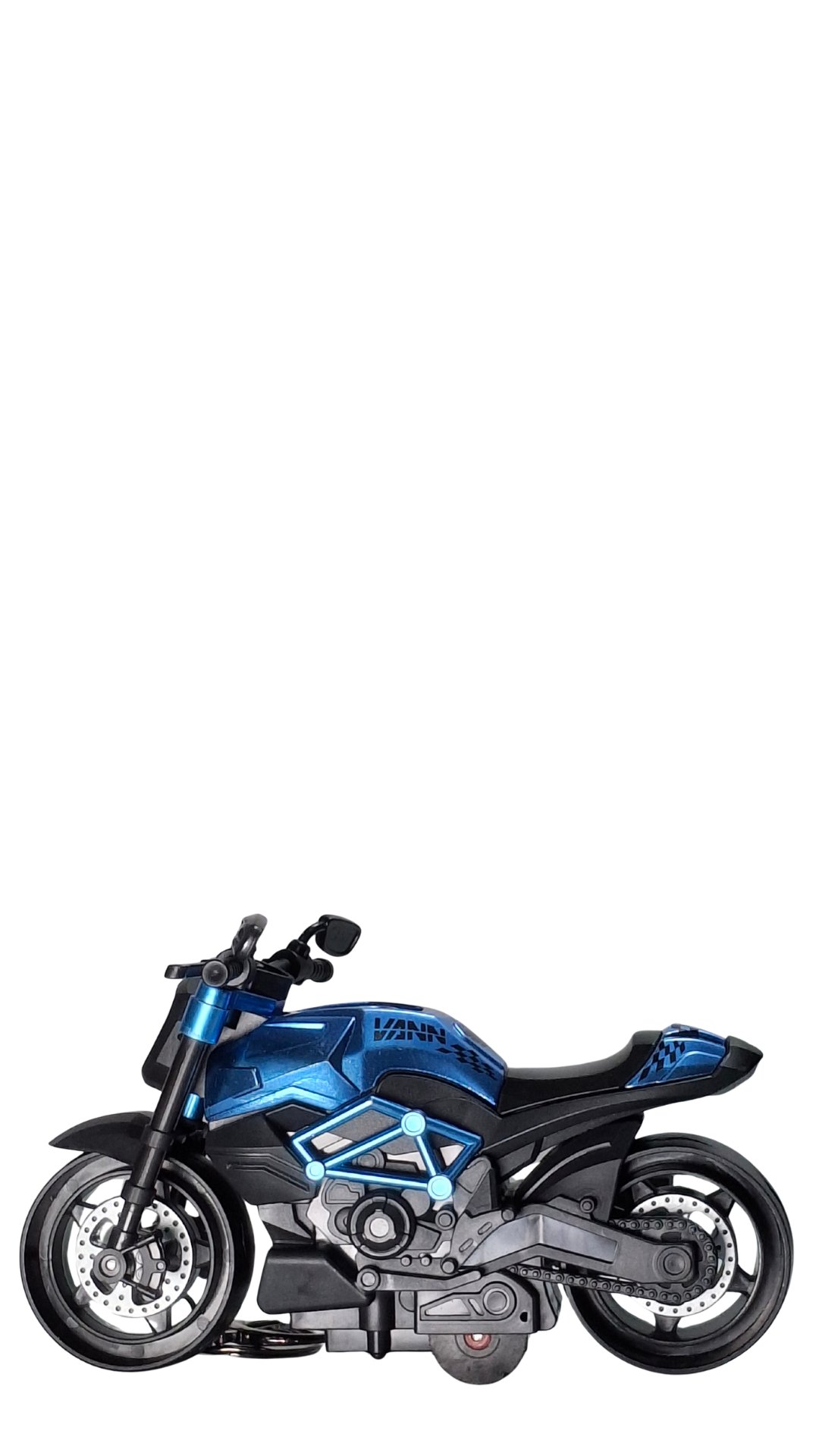 Sport Street Motorcycle Blue Metallic Finish Front View Replica Keychain | Hellzone