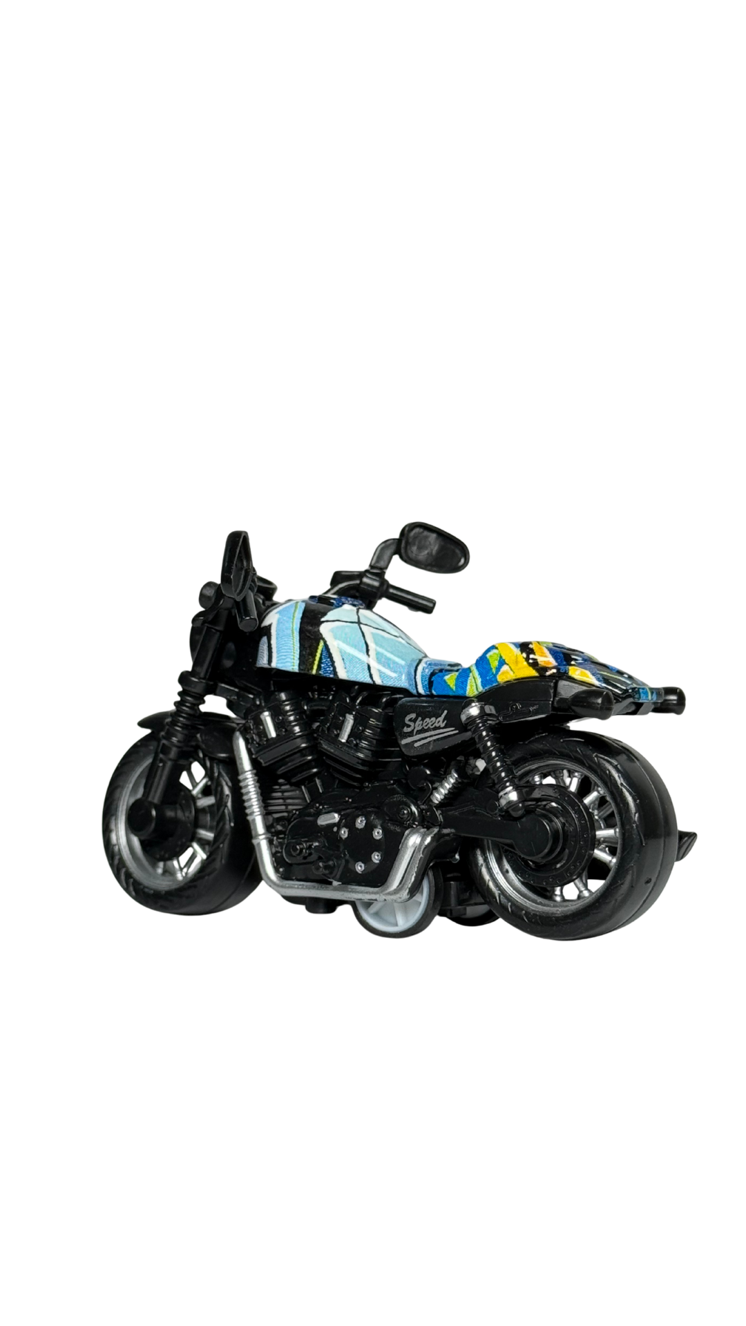 Cruiser Chopper Motorcycle Black & Blue Urban Graffiti Tank Replica Keychain | Hellzone