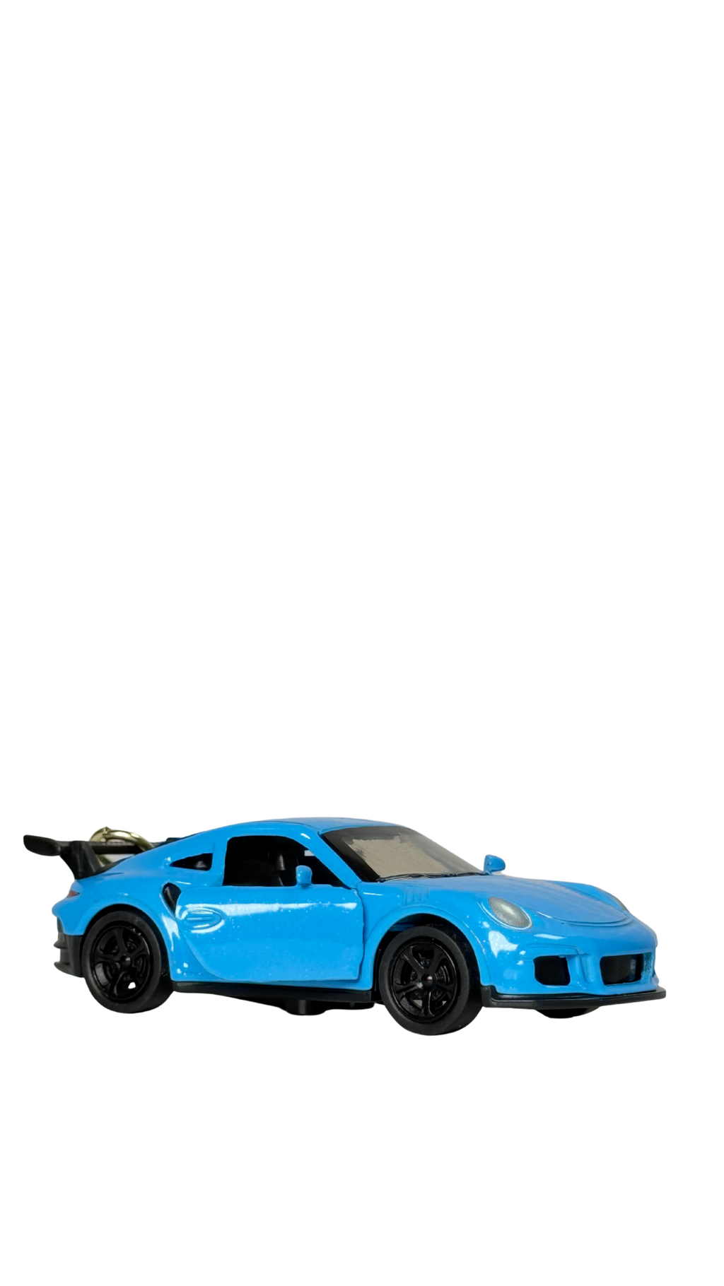 GT Race Car Metallic Blue Finish with Large Spoiler & Gold Ring Keychain | Hellzone