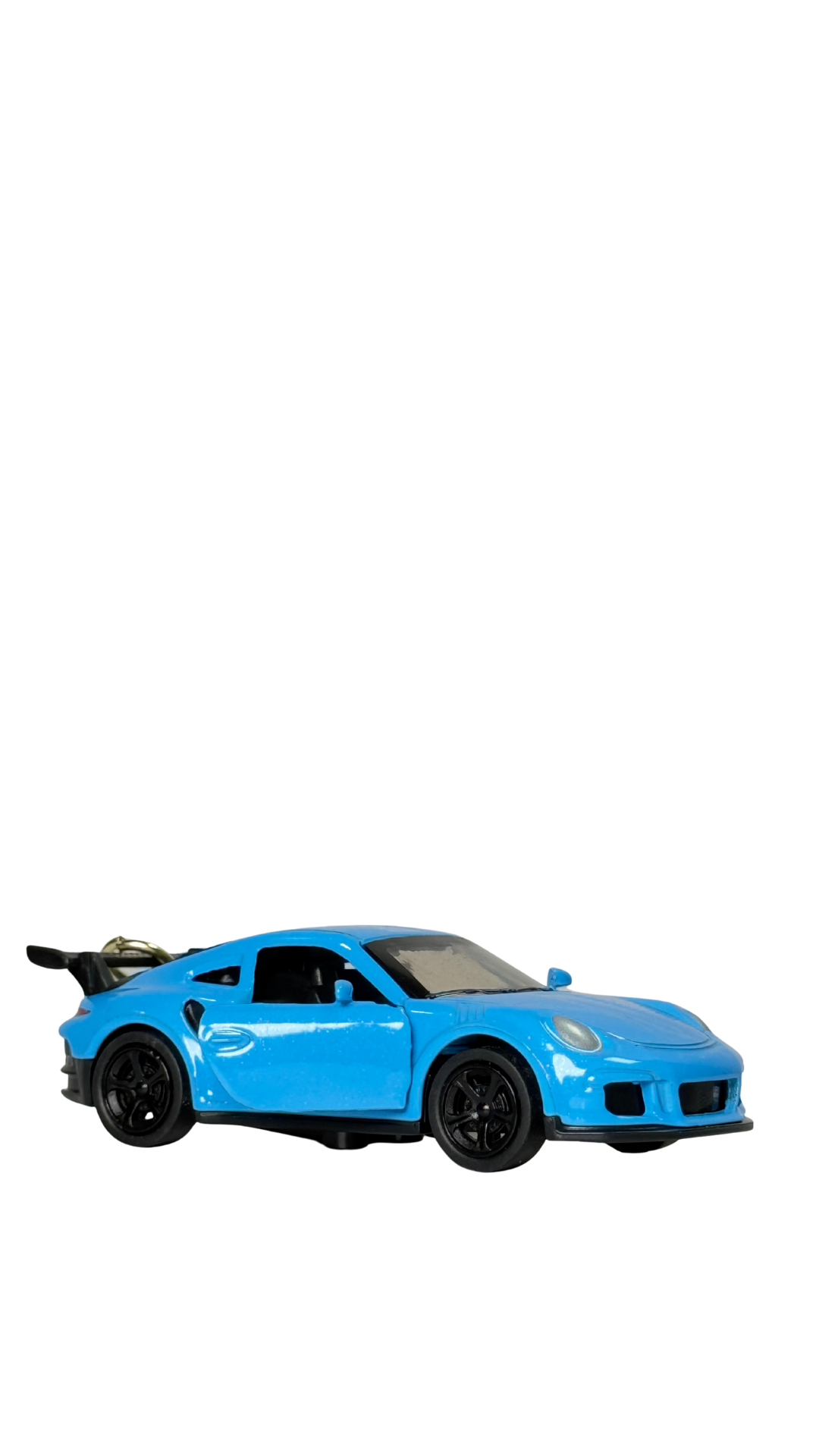 GT Race Car Metallic Blue Finish with Large Spoiler & Gold Ring Keychain | Hellzone