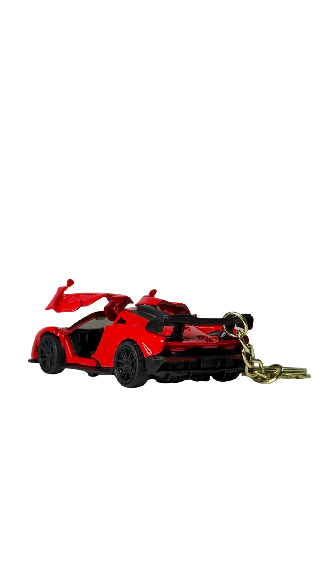 Red Hypercar Sports Car Glossy Finish & Gold Ring Keychain | Hellzone