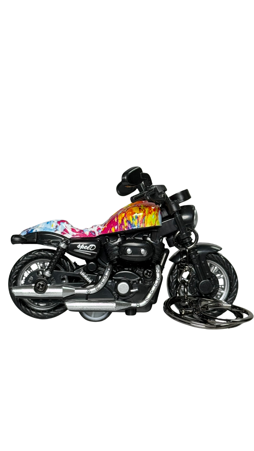 Cruiser Chopper Motorcycle Black & Graffiti Tank Detailed Replica Keychain | Hellzone