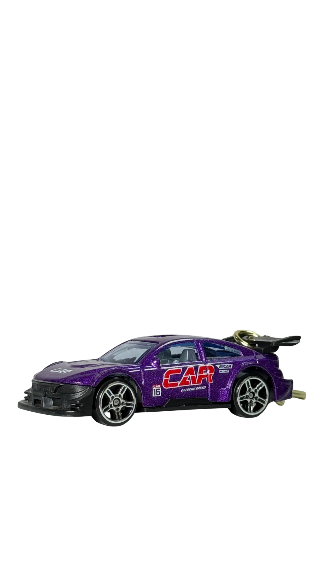 Race Car Metallic Purple GT Model with Large Spoiler & Gold Ring Keychain | Hellzone