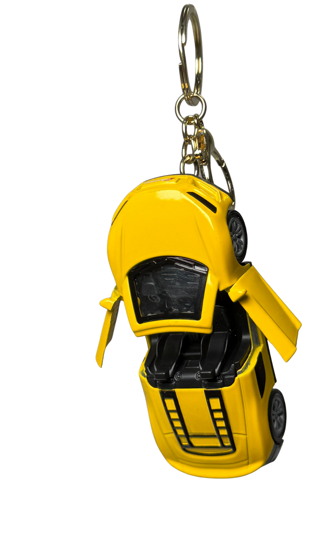 Sports Car Glossy Yellow Finish with Functional Opening Doors & Gold Ring Keychain | Hellzone
