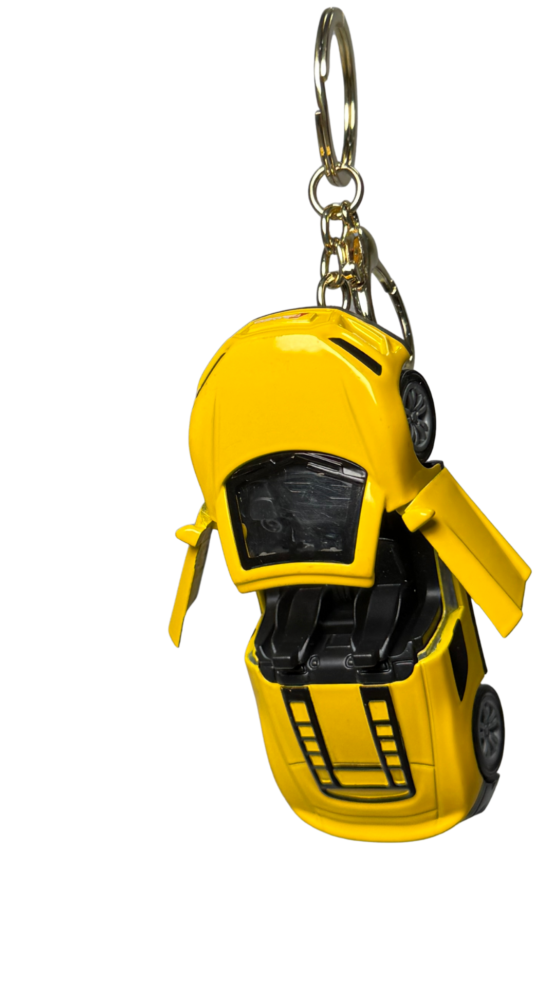 Sports Car Glossy Yellow Finish with Functional Opening Doors & Gold Ring Keychain | Hellzone