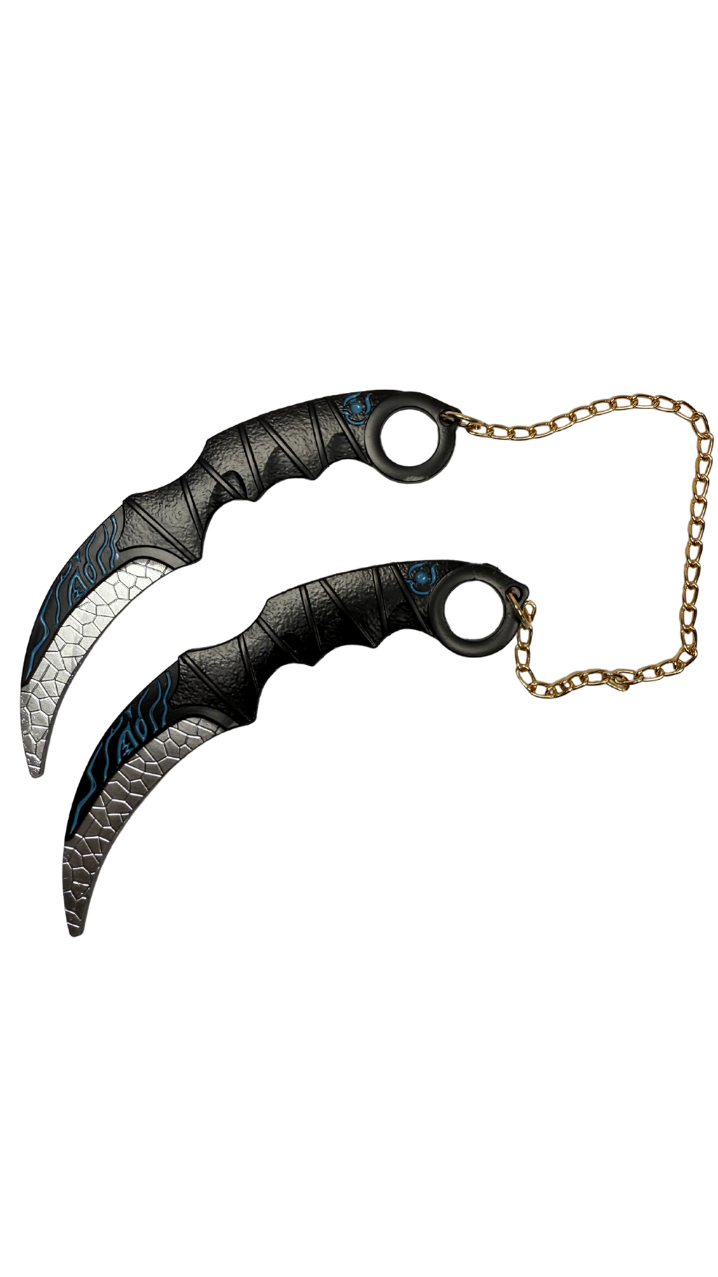 Dual Shadow Karambit Black & Blue Cyberpunk Weapon | Hellzone