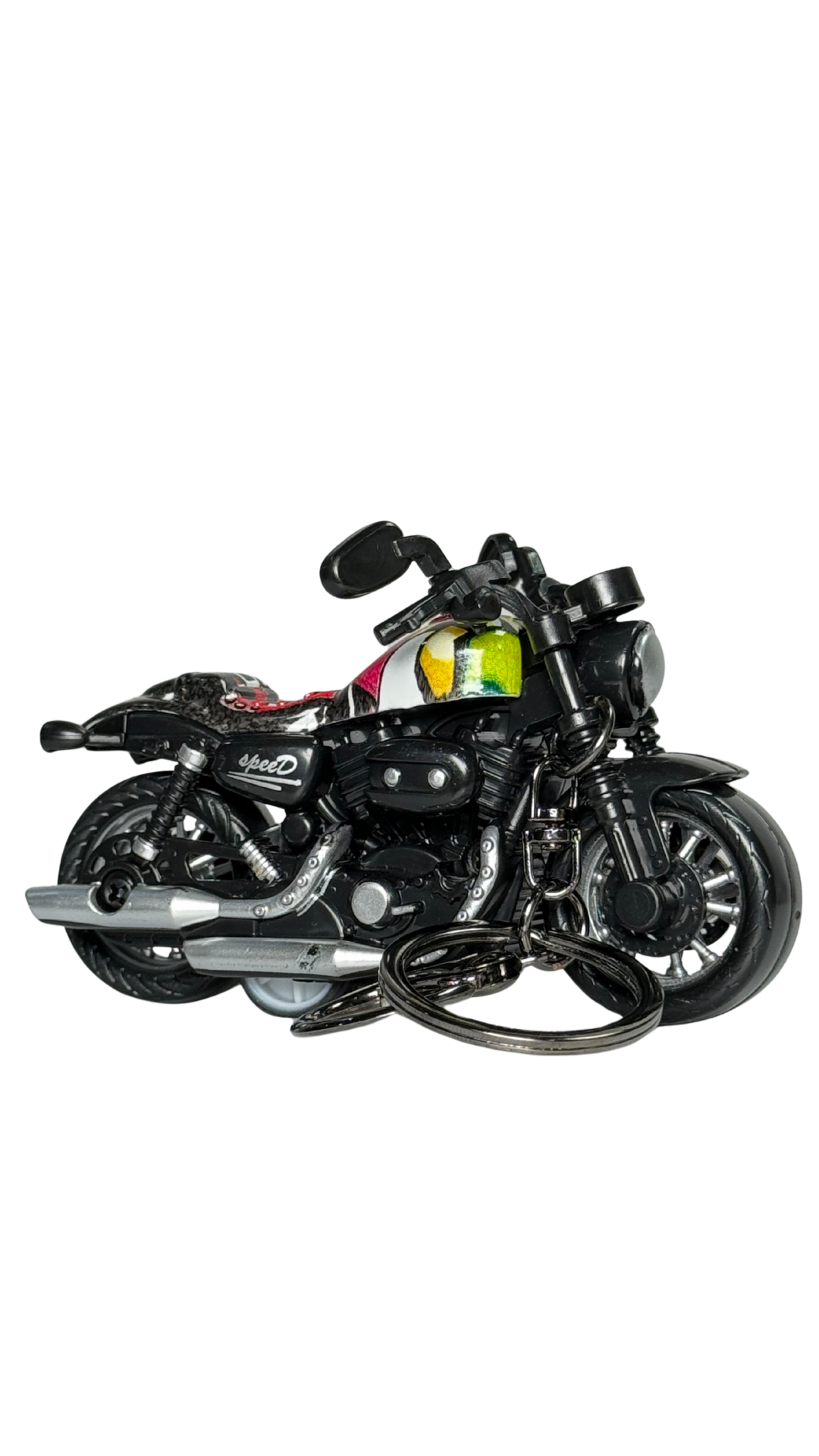 Cruiser Chopper Motorcycle Black & Abstract Color Tank Replica Keychain | Hellzone