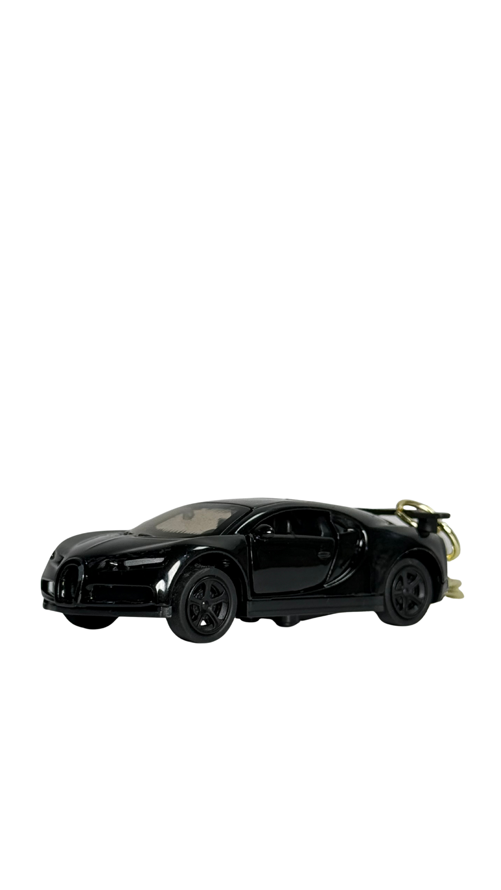 Black Hypercar Sports Car with Steering Wheel Charm & Gold Ring Keychain | Hellzone