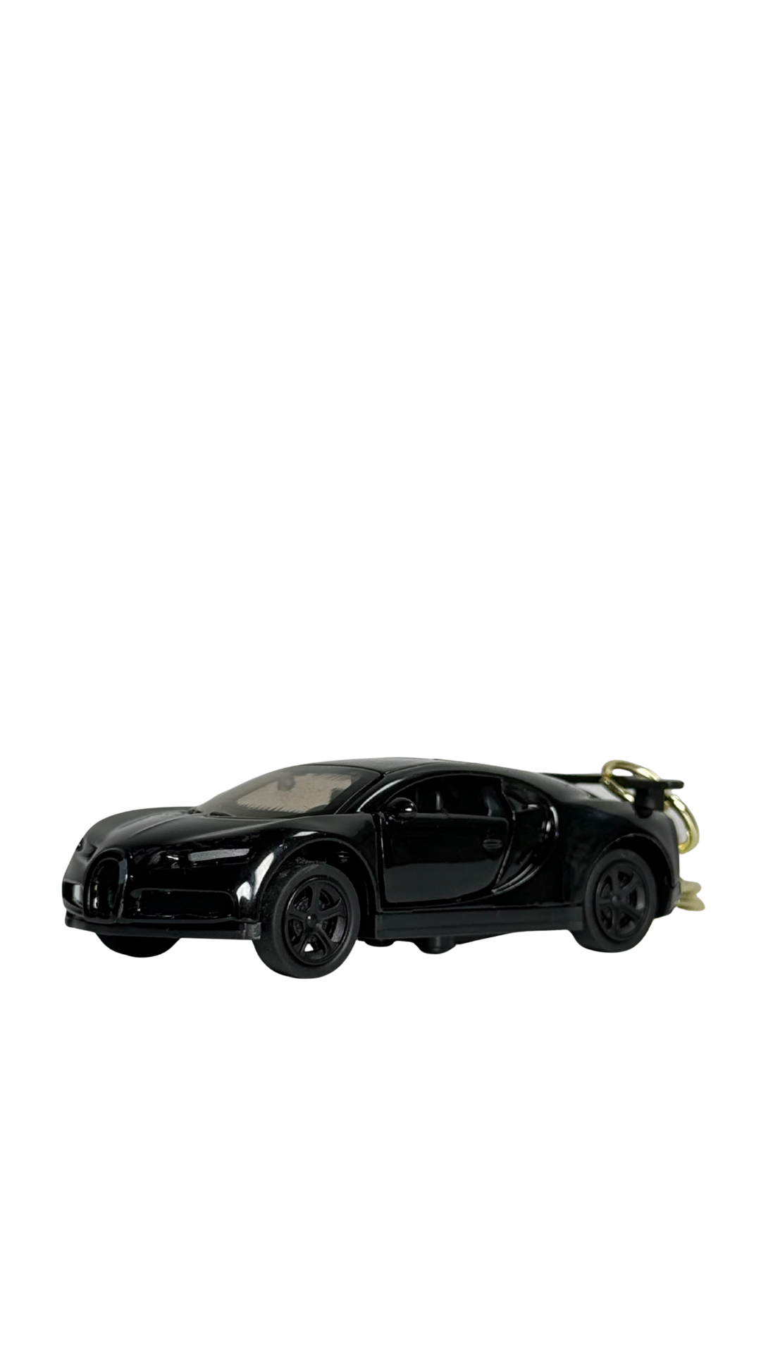 Black Hypercar Sports Car with Steering Wheel Charm & Gold Ring Keychain | Hellzone