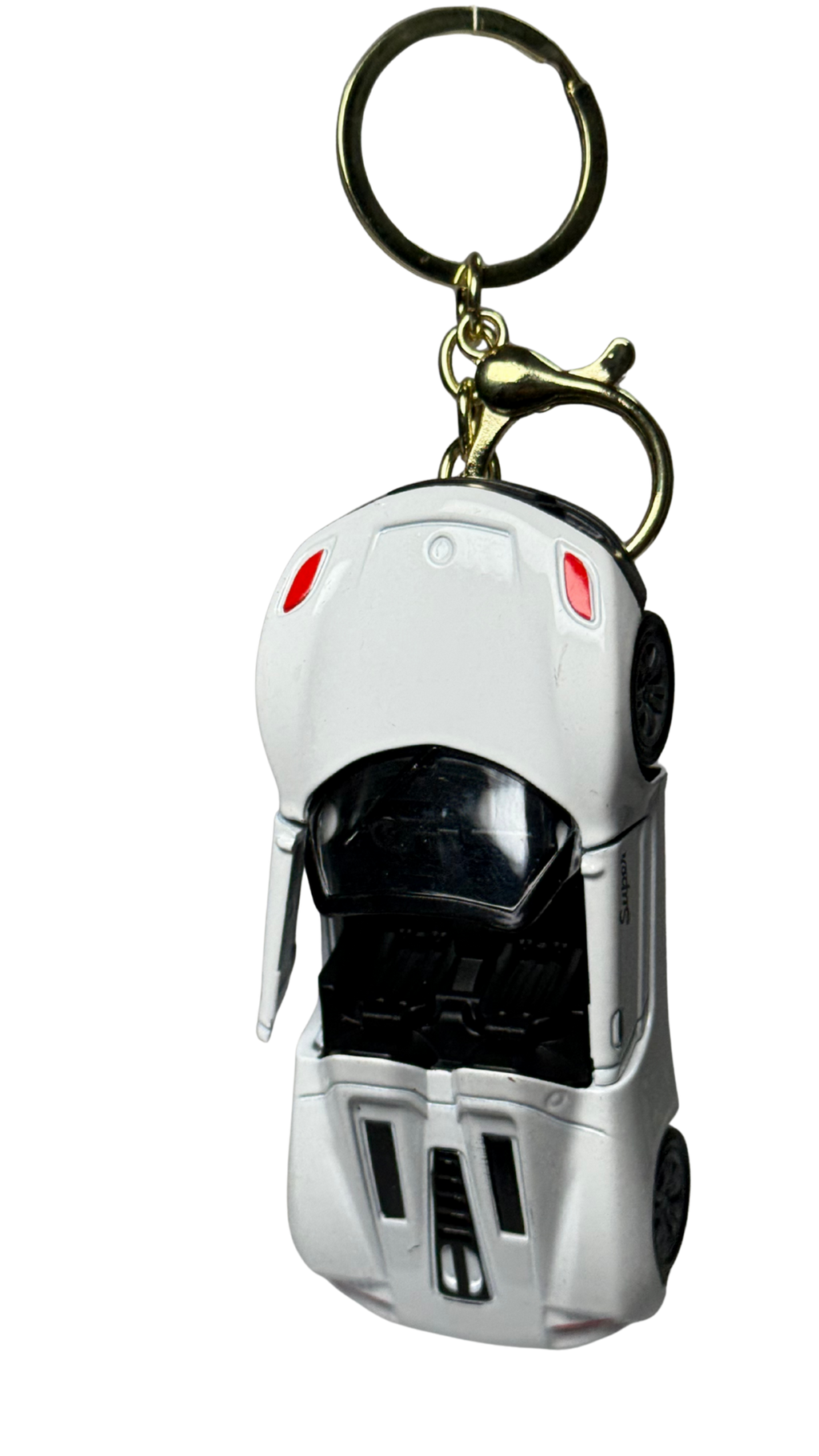Toyota Supra Style Sports Car White Finish with Functional Opening Doors Keychain | Hellzone