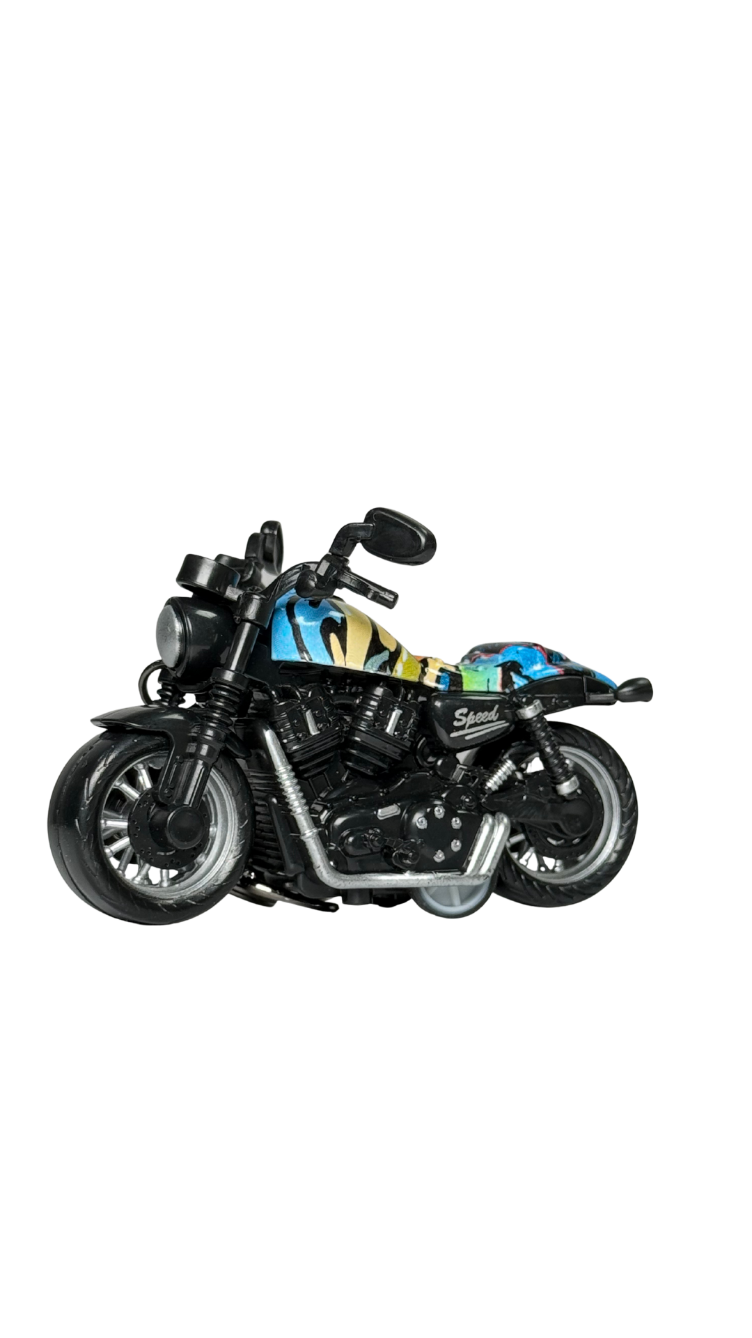 Cruiser Chopper Motorcycle Black & Urban Graffiti Tank Replica Keychain | Hellzone