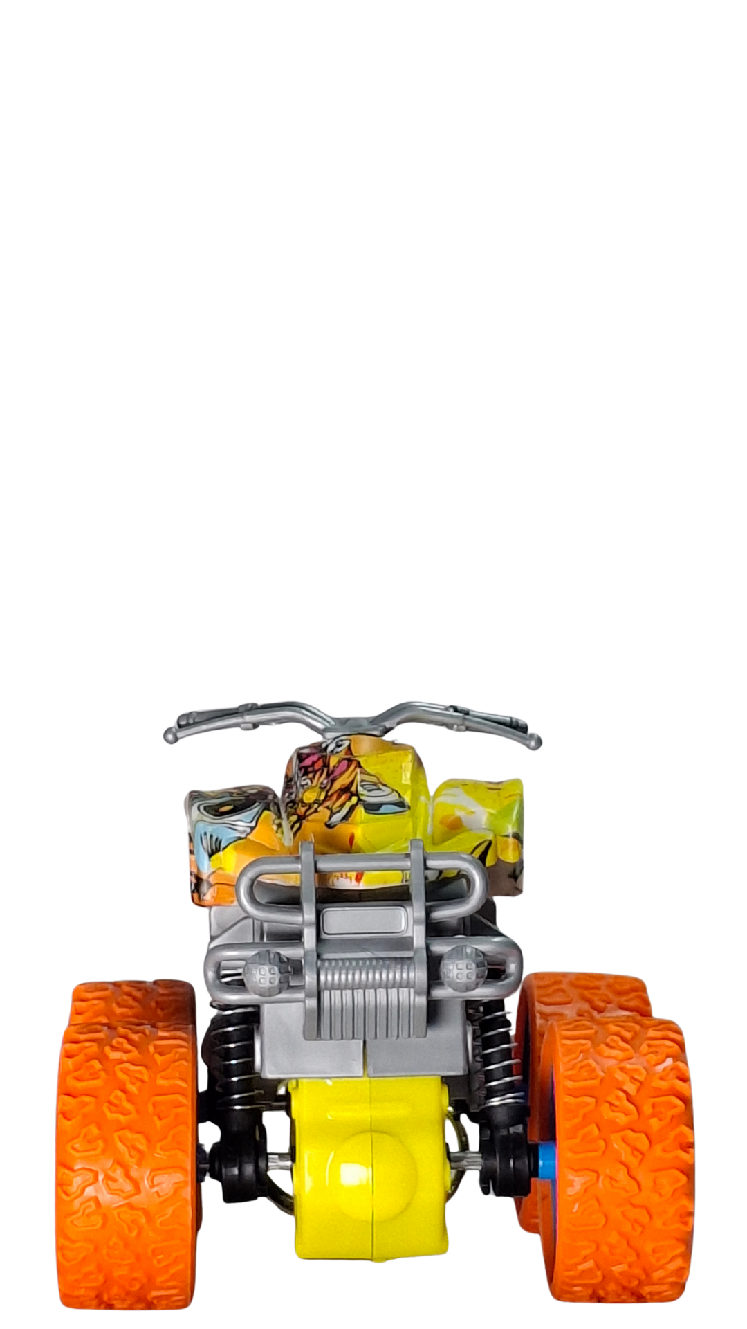 ATV Quad Monster Truck with Neon Orange Wheels & Graffiti Body Keychain | Hellzone