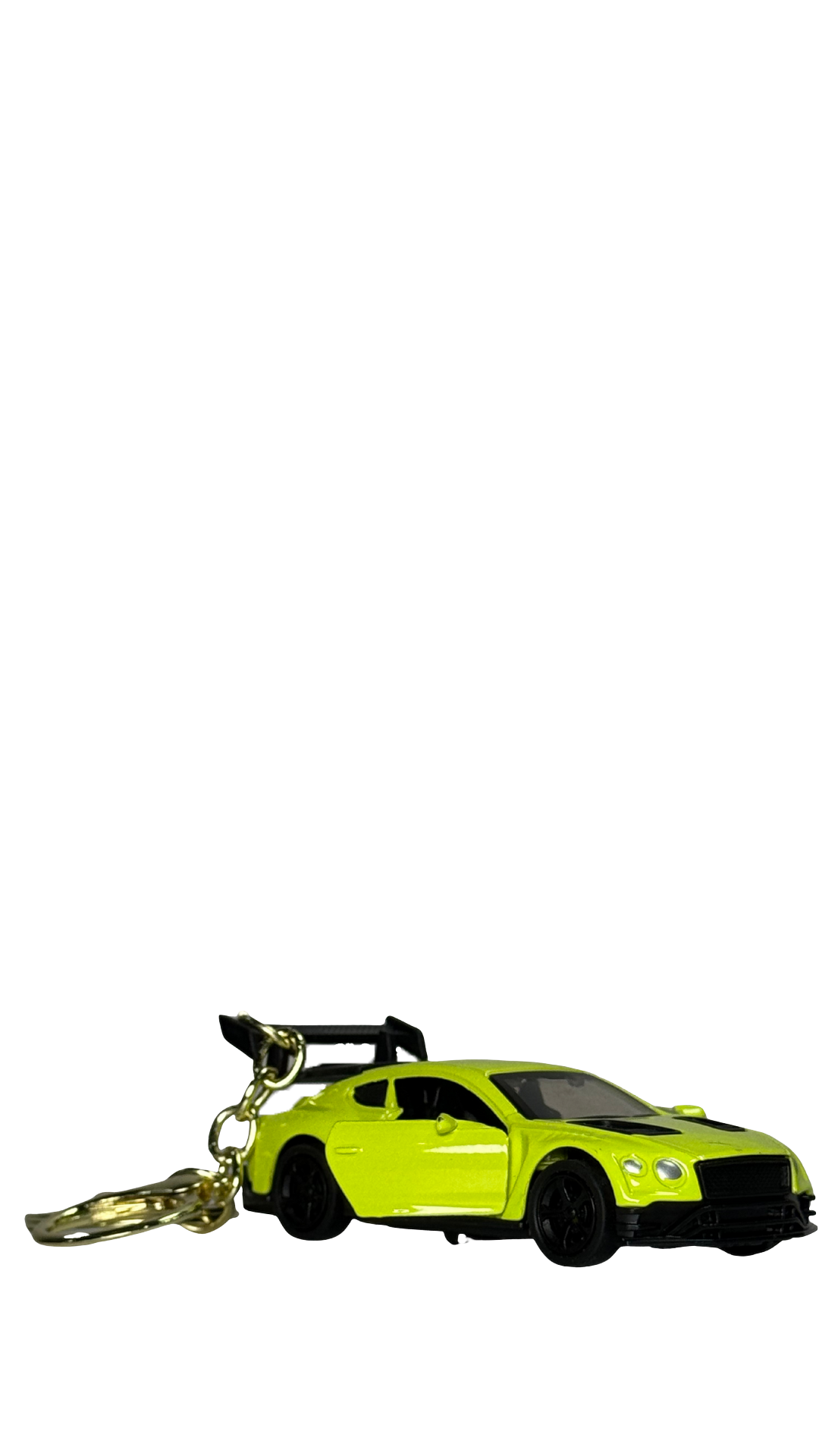 GT Race Car Neon Yellow Finish with Functional Opening Doors & Spoiler Keychain | Hellzone