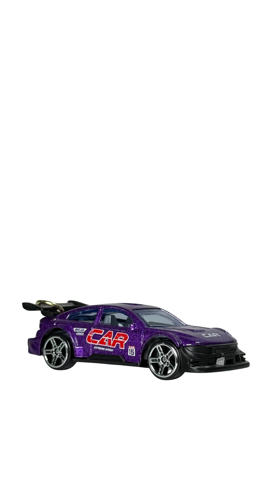 Race Car Metallic Purple GT Model with Large Spoiler & Gold Ring Keychain | Hellzone