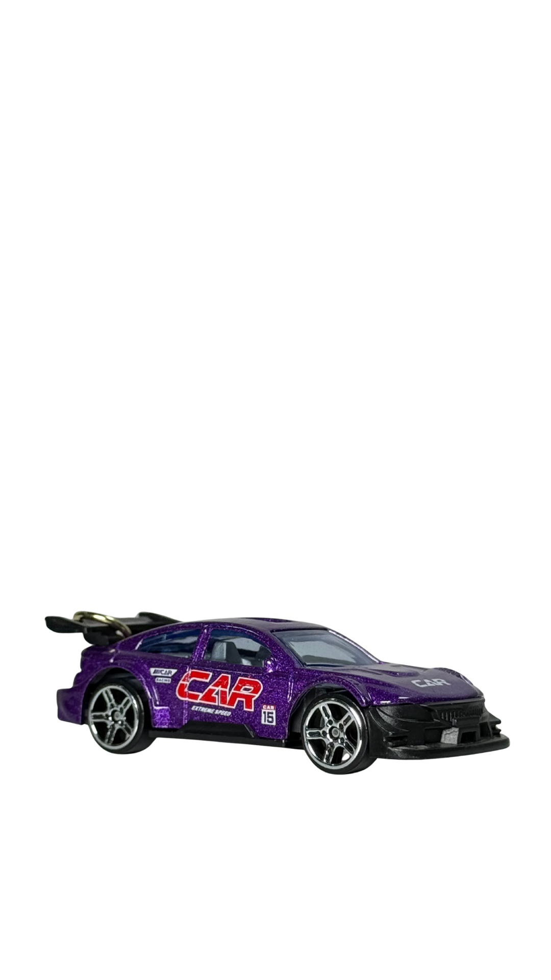 Race Car Metallic Purple GT Model with Large Spoiler & Gold Ring Keychain | Hellzone
