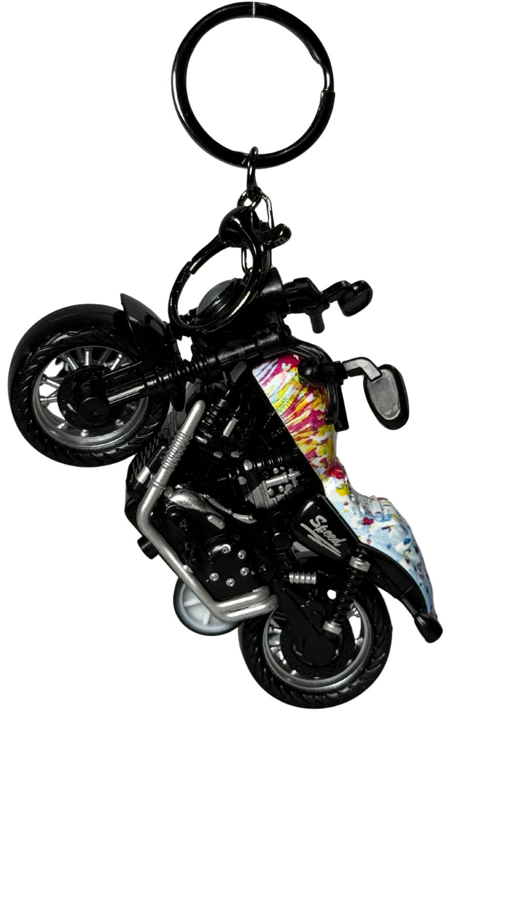 Cruiser Chopper Motorcycle Black & Graffiti Tank Detailed Replica Keychain | Hellzone