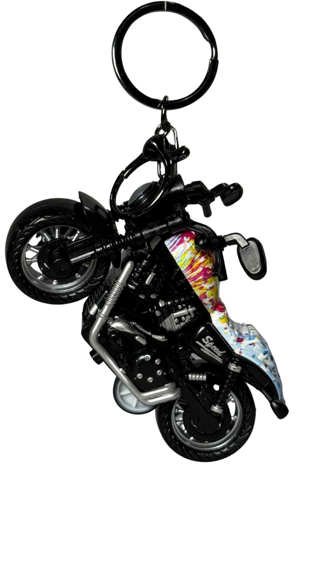 Cruiser Chopper Motorcycle Black & Graffiti Tank Detailed Replica Keychain | Hellzone