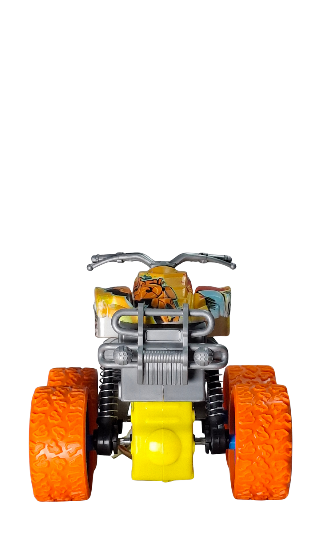 ATV Quad Monster Truck with Neon Orange Wheels & Graffiti Body Keychain | Hellzone