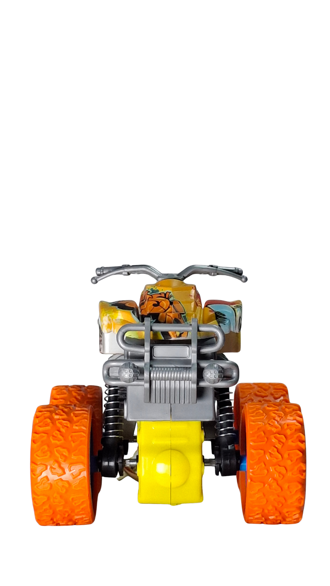 ATV Quad Monster Truck with Neon Orange Wheels & Graffiti Body Keychain | Hellzone