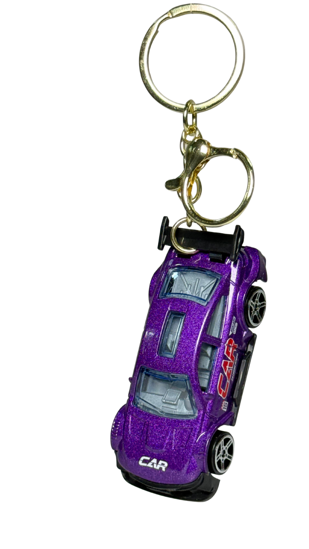 Race Car Metallic Purple GT Model with Large Spoiler & Gold Ring Keychain | Hellzone
