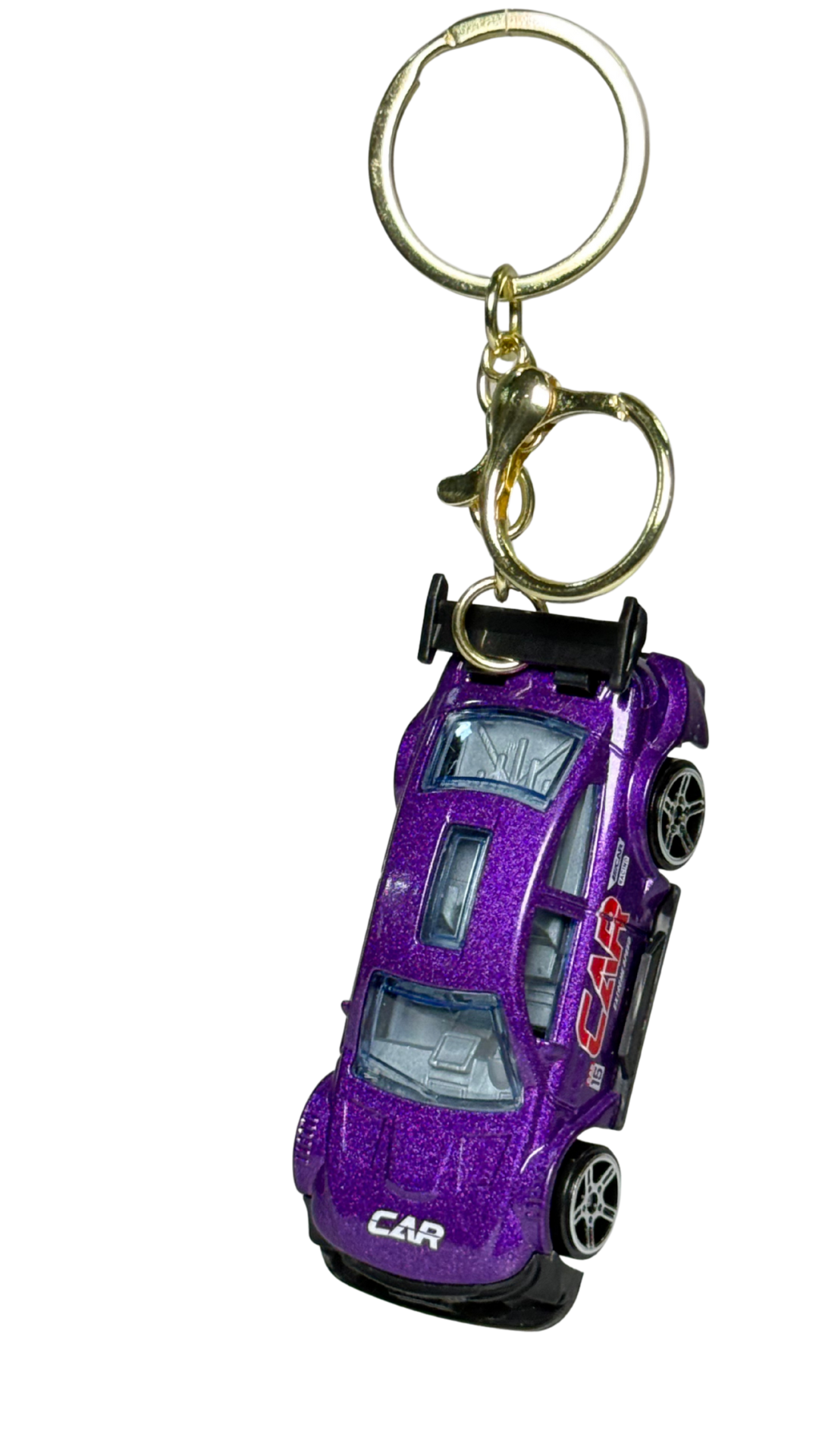 Race Car Metallic Purple GT Model with Large Spoiler & Gold Ring Keychain | Hellzone