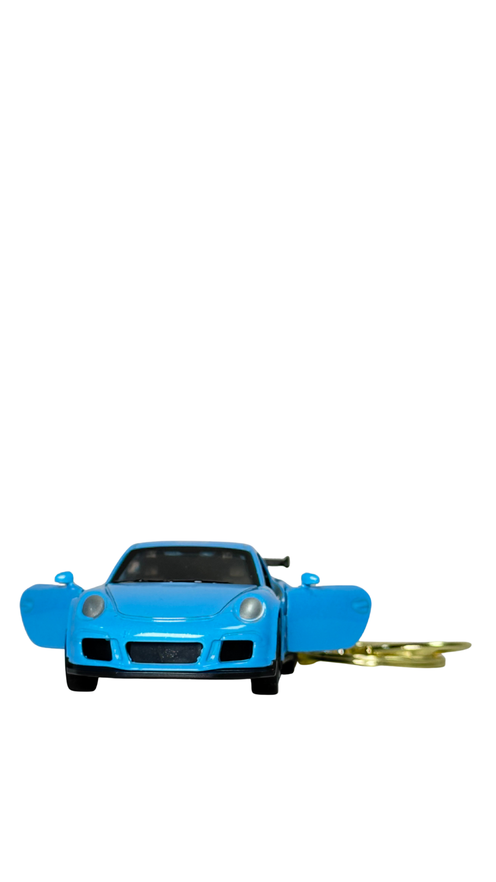 GT Race Car Metallic Blue Finish with Large Spoiler & Gold Ring Keychain | Hellzone