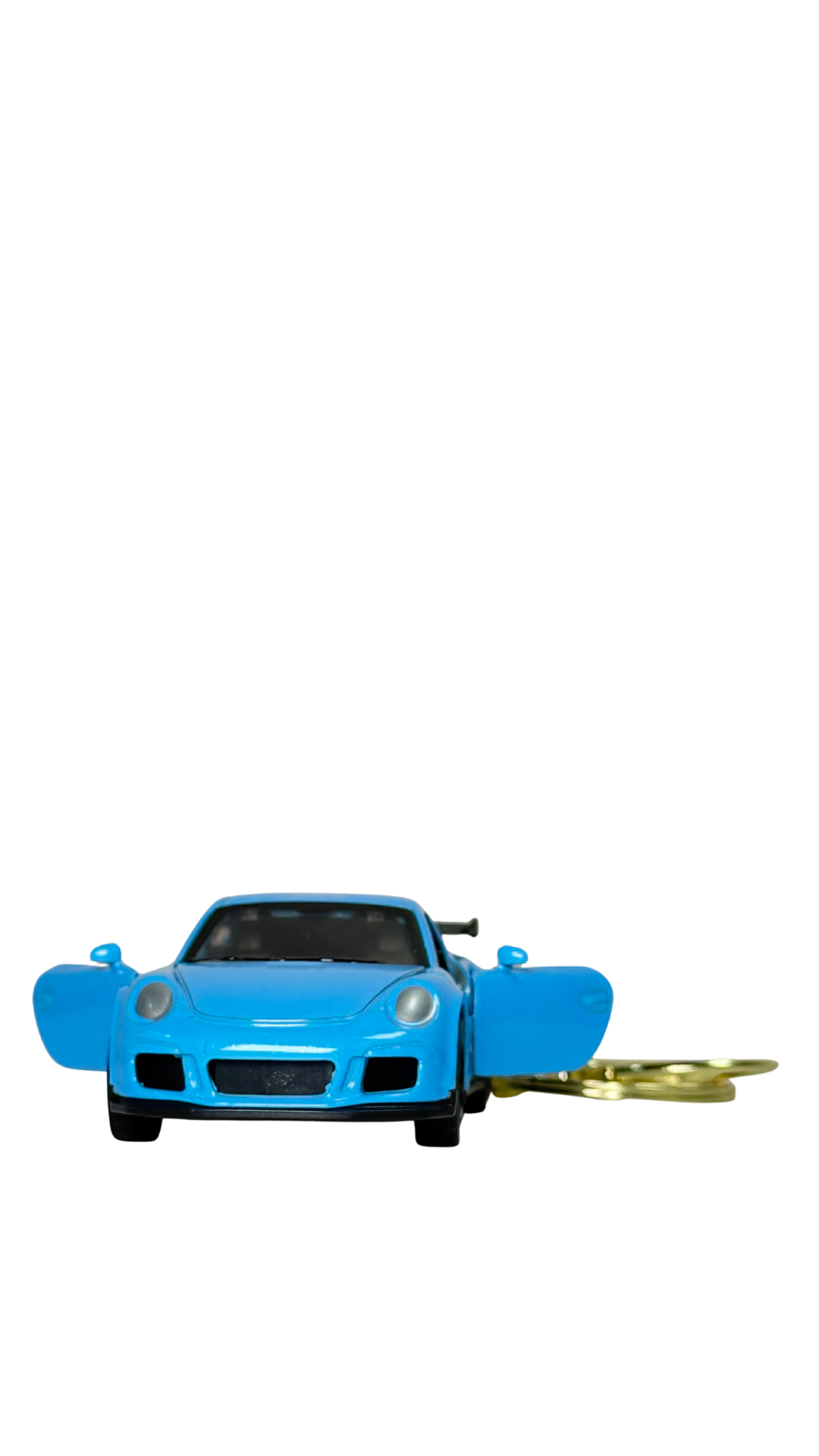 GT Race Car Metallic Blue Finish with Large Spoiler & Gold Ring Keychain | Hellzone