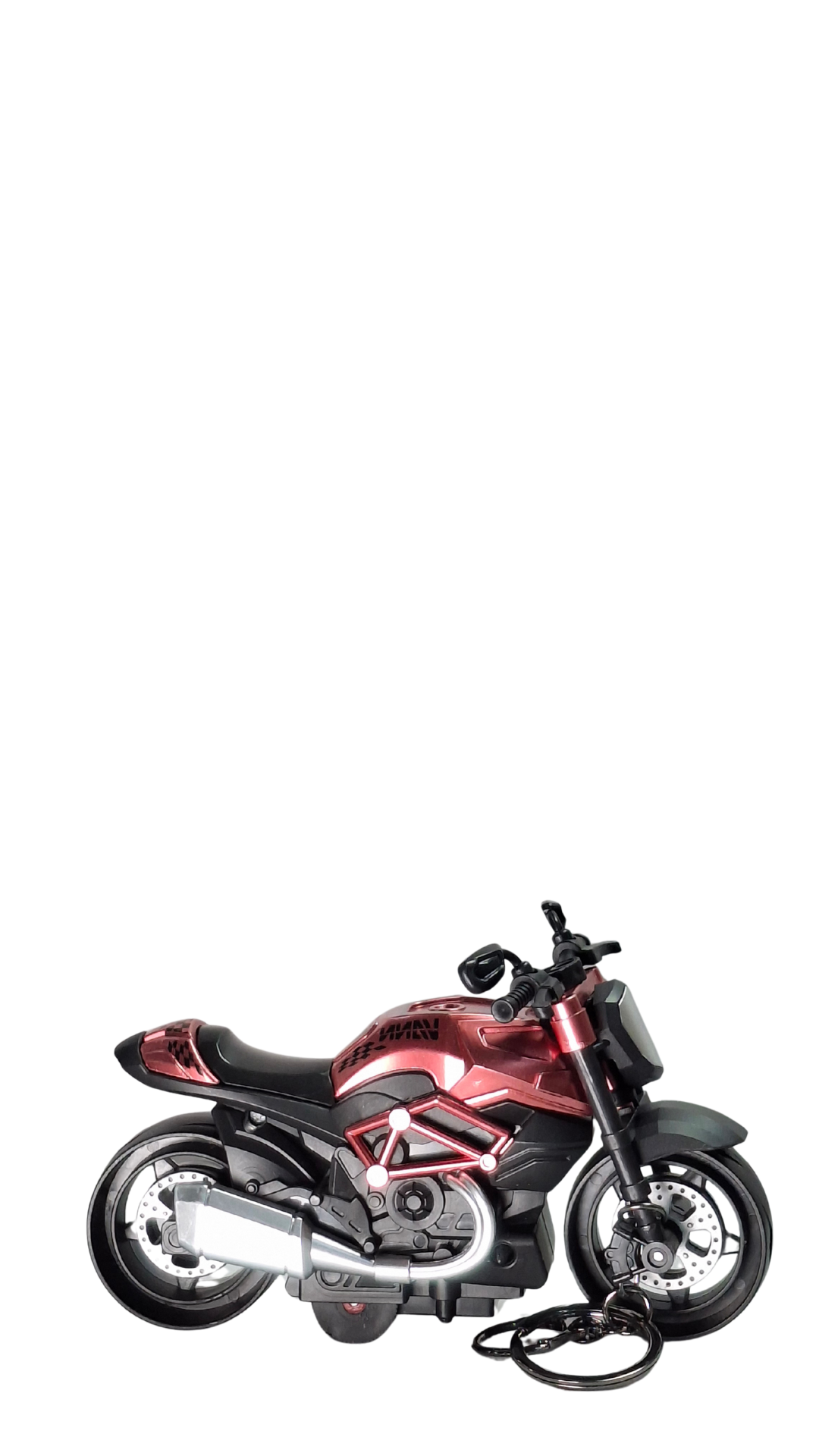 Muscle Naked Motorcycle Dark Red Finish Front View Replica Keychain | Hellzone