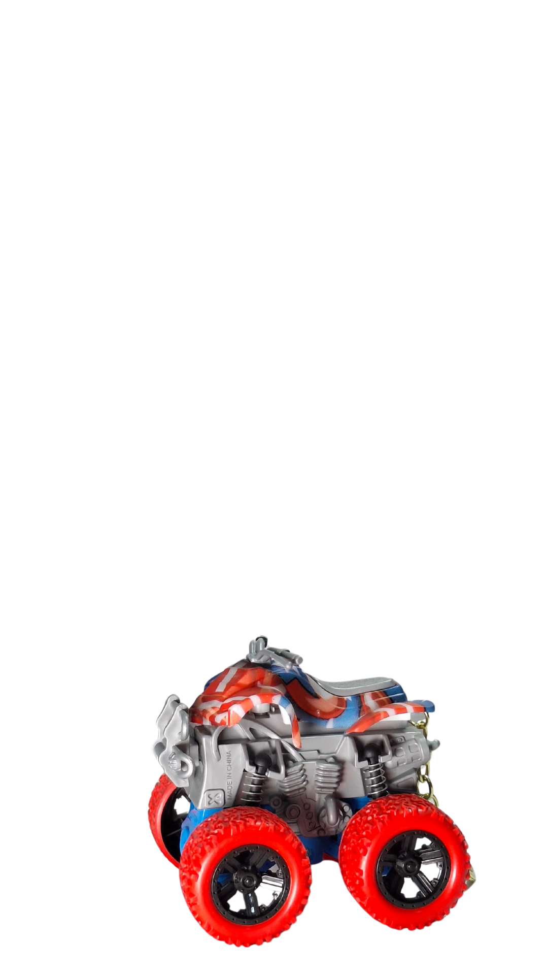 ATV Quad Monster Truck with Red Wheels & American Flag/Camo Body Keychain | Hellzone