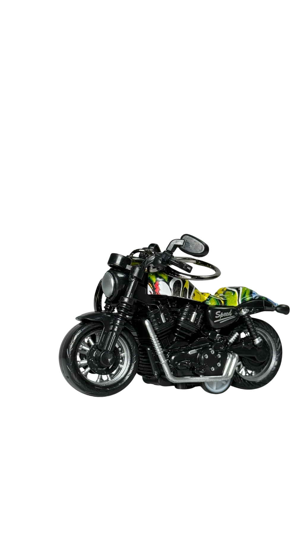 Chopper Motorcycle Black & Chrome Engine Detailed Replica Keychain | Hellzone