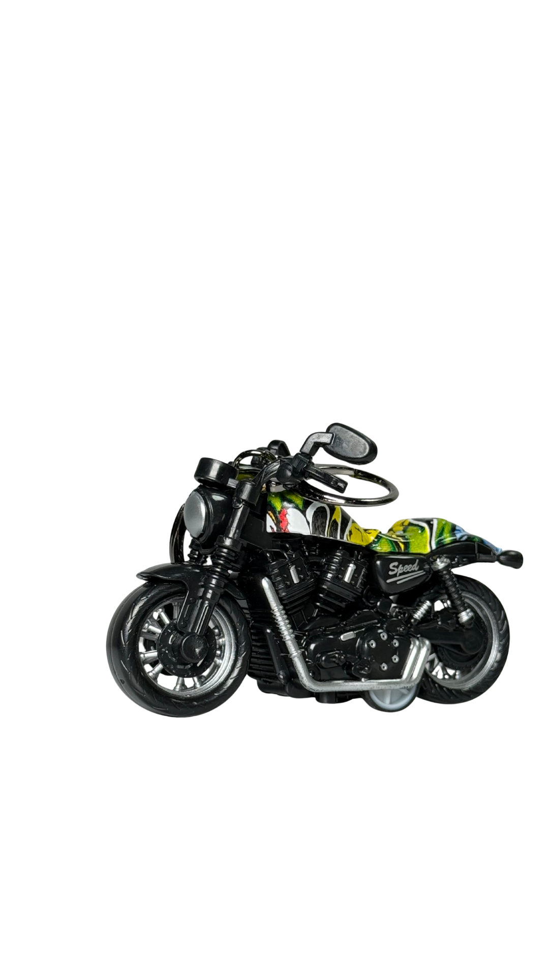 Chopper Motorcycle Black & Chrome Engine Detailed Replica Keychain | Hellzone