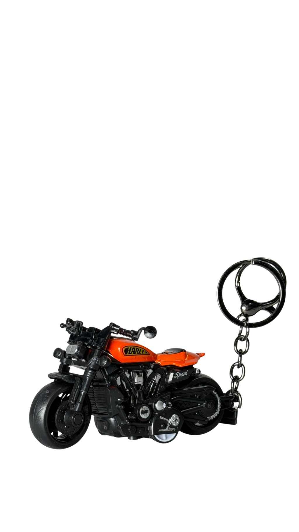Sport Cruiser Motorcycle Orange Tank Detailed Engine Replica Keychain | Hellzone