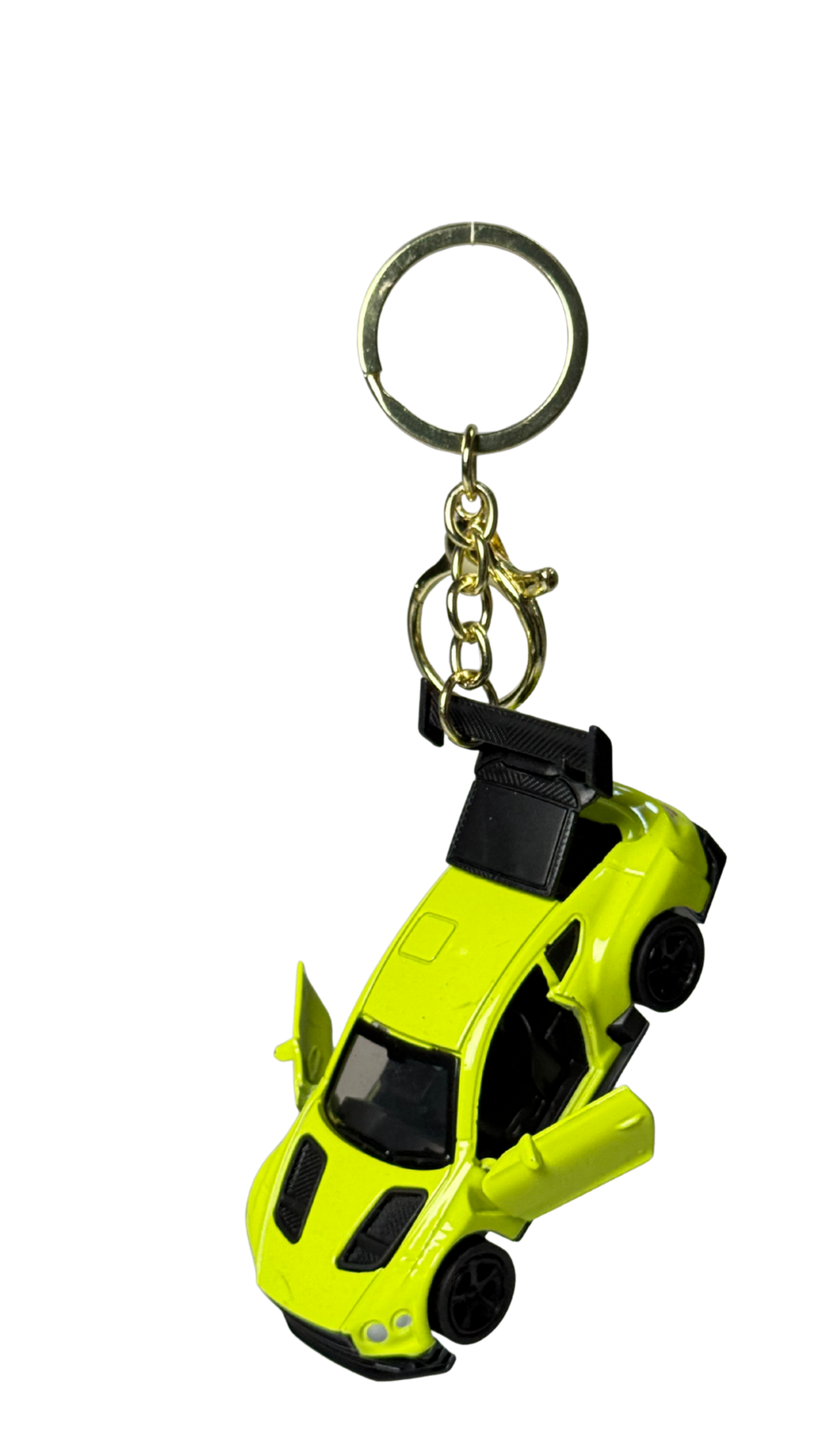 GT Race Car Neon Yellow Finish with Functional Opening Doors & Spoiler Keychain | Hellzone