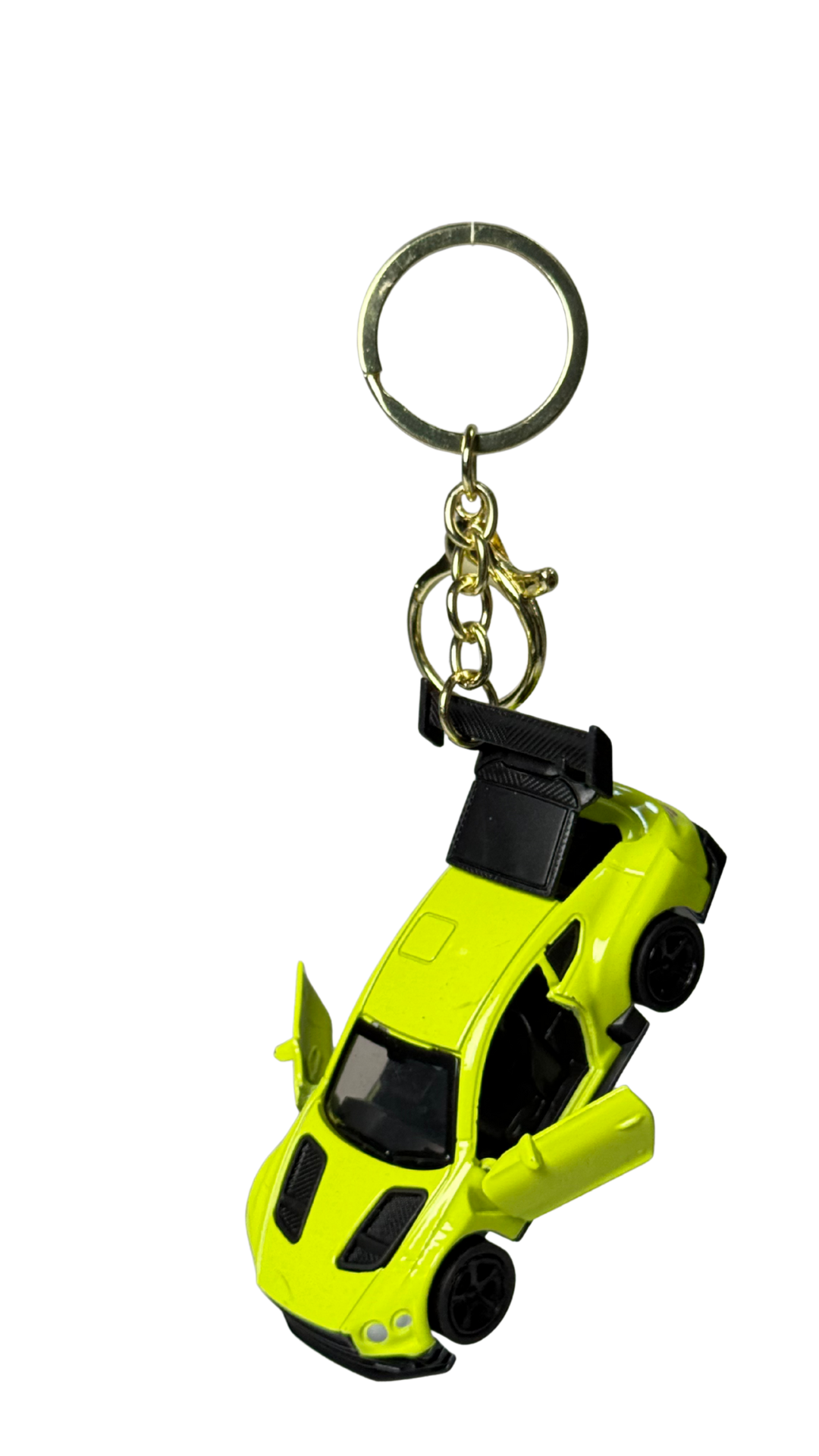 GT Race Car Neon Yellow Finish with Functional Opening Doors & Spoiler Keychain | Hellzone