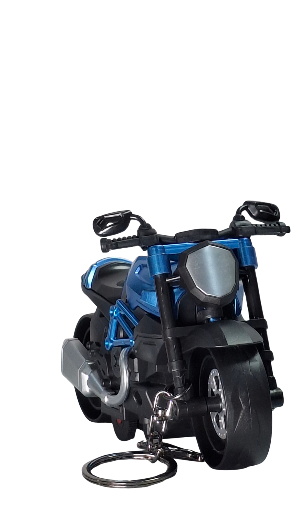 Sport Street Motorcycle Blue Metallic Finish Front View Replica Keychain | Hellzone