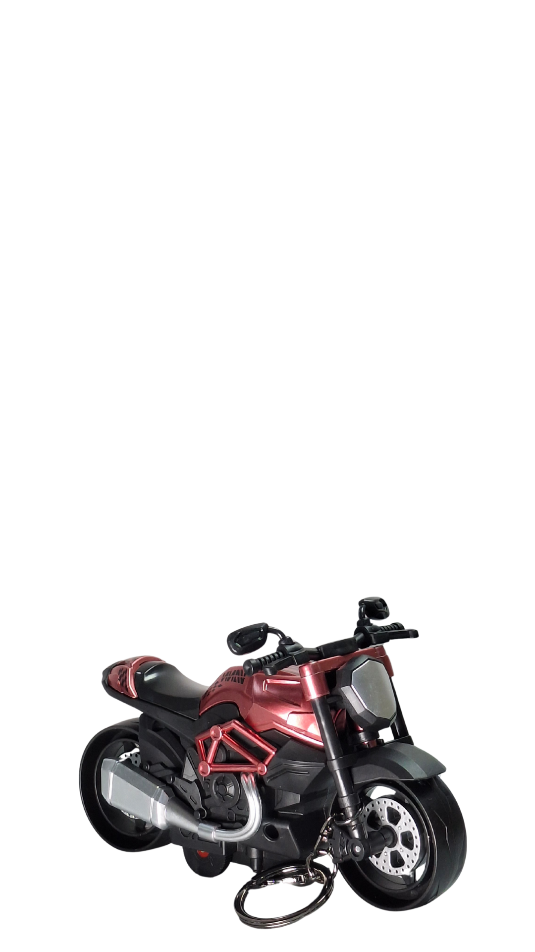 Muscle Naked Motorcycle Dark Red Finish Front View Replica Keychain | Hellzone