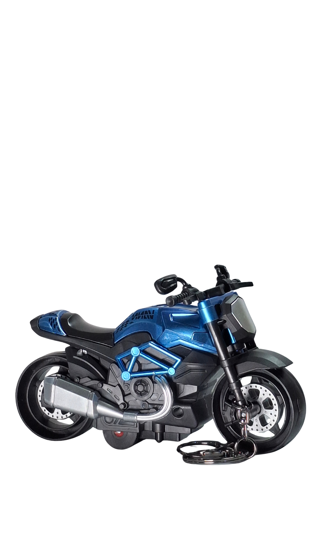 Sport Street Motorcycle Blue Metallic Finish Front View Replica Keychain | Hellzone