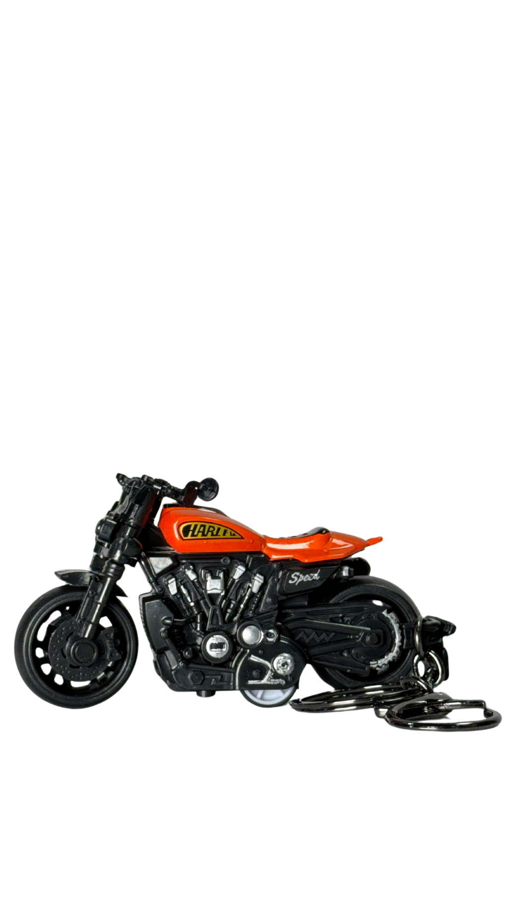 Sport Cruiser Motorcycle Orange Tank Detailed Engine Replica Keychain | Hellzone
